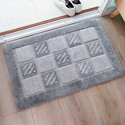 Flocked carpet mat at the entrance door, bathroom, and shower room for absorbing water and anti-slip. Door mats for bedroom and kitchen entrances.