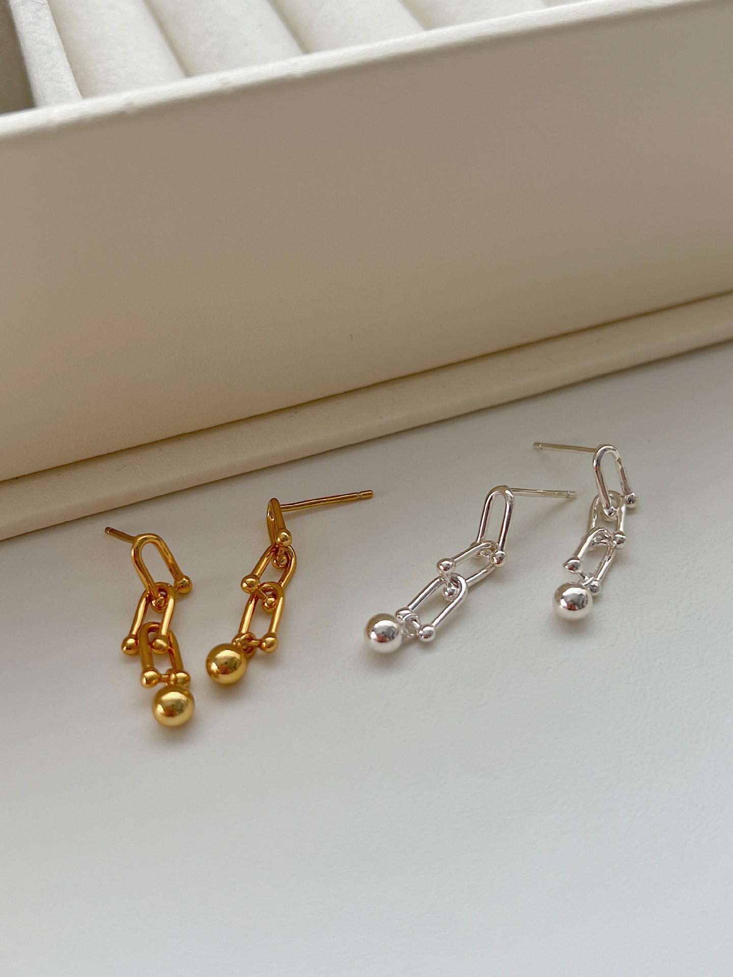 1 Pair 925 Sterling Silver Geometric Round Drop Earrings display picture 3