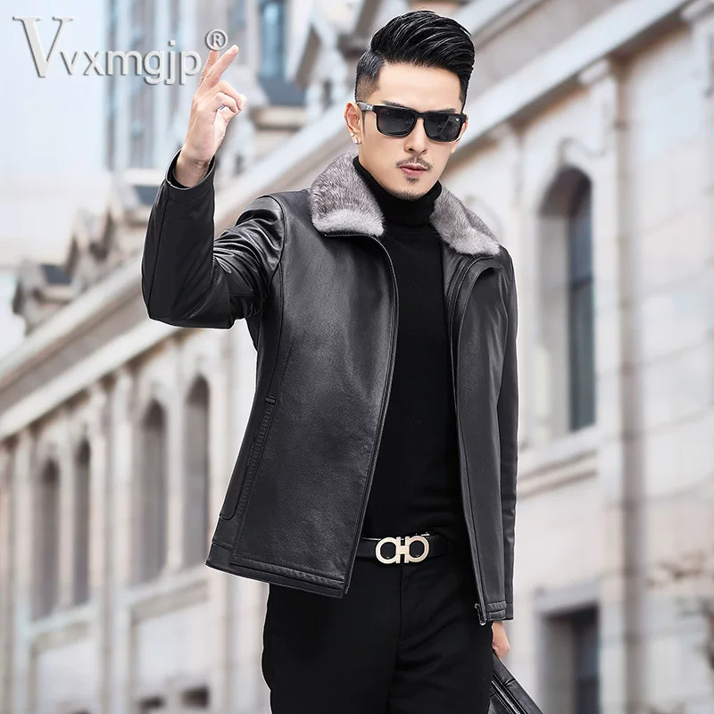 Liner, leather winter jacket, cowhide, genuine leather