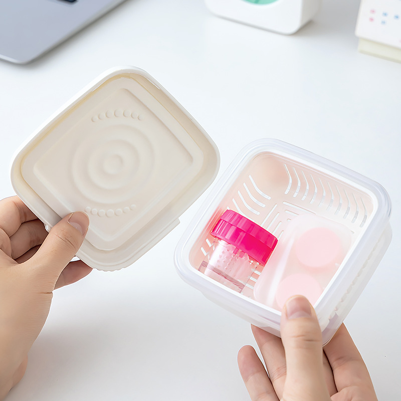沥水盒ok镜角膜塑形镜冲洗盘盆RGP硬性隐形眼镜便携沥干篮收纳盒