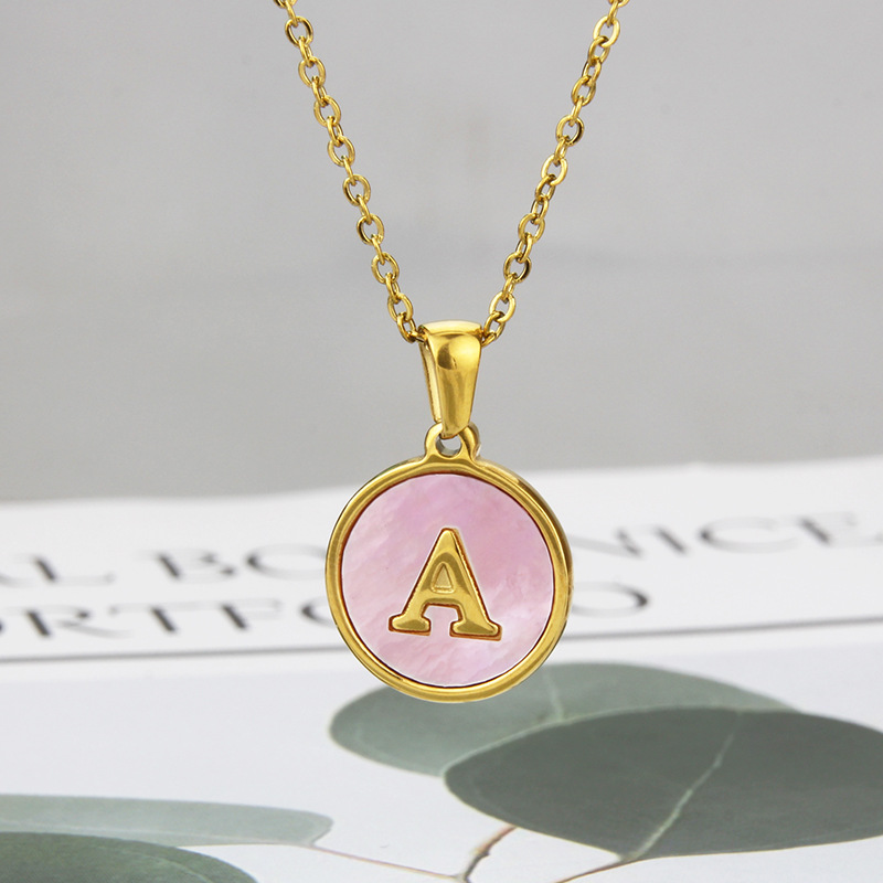 Style Simple Lettre Acier Au Titane Placage Incruster Coquille Pendentif display picture 1