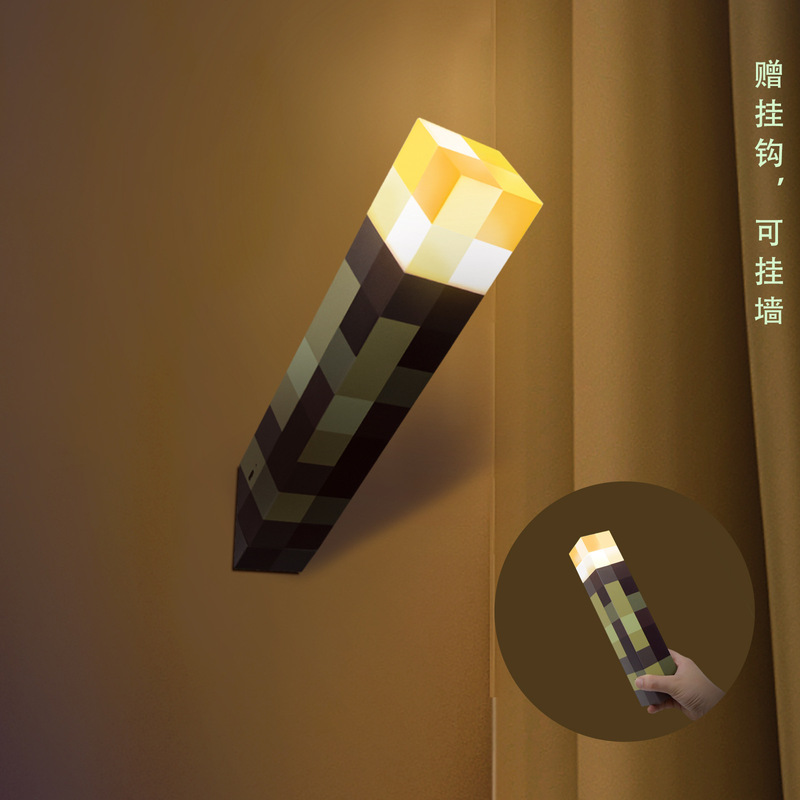 Minecraft-Themed Torch Lamp, Rechargeable Torch, Ore Lamp, Led Night Light, Ambient Light, Can Be Hung on the Wall