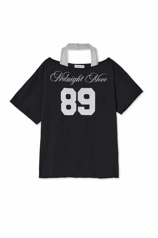 在庫あり韓国ニッチトレンディブランドアメリカンスタイルホルターネックオフショルダーレターナンバー半袖Tシャツベストスーツ女性用|undefined