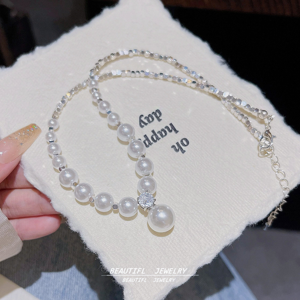 学生甜美小熊项链女生高级感超闪吊坠轻奢小众颈链时尚百搭锁骨链