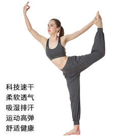 高弹垂感莱卡宽松瑜伽裤 运动健身裤 速干广场舞灯笼裤亚马逊跨境