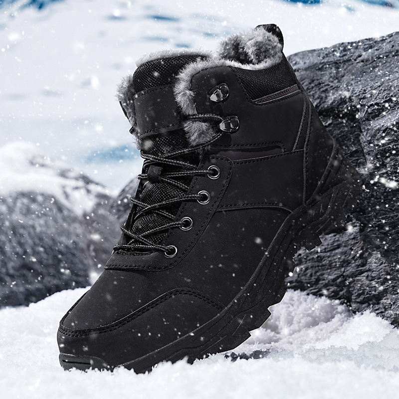 Herrenschuhe Große Herrenschuhe für den Winter High Top Plus Samt warme Baumwollschuhe Outdoor-Arbeit Schneestiefel rutschfeste Wanderschuhe_voghion.com