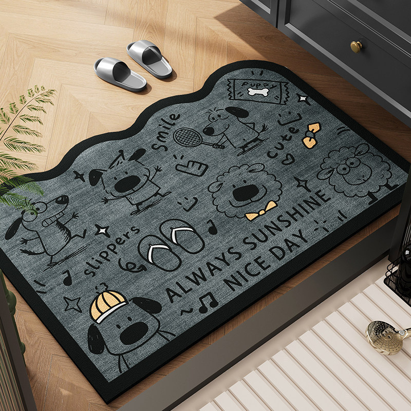 Cartoon-Shaped Dog Decorative Home Bathroom Floor Mat, Non-Slip, Water-Absorbent, Easy-To-Clean Entrance Door Mat