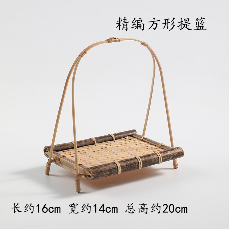 手作り竹編みバスケット家庭用ティープレート果物バスケット菓子トレイ創意竹バスケット結婚竹編みバスケット|undefined