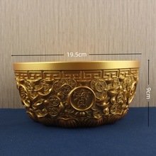 黄铜金色钱币聚宝盆摆件黄铜日进斗金米缸客厅财家用实心加厚铜盆