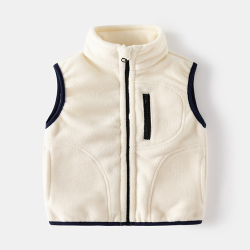 Children's new winter and autumn standing collar vest, unisex, fleece-lined puffer jacket, wholesale, baby warm vest