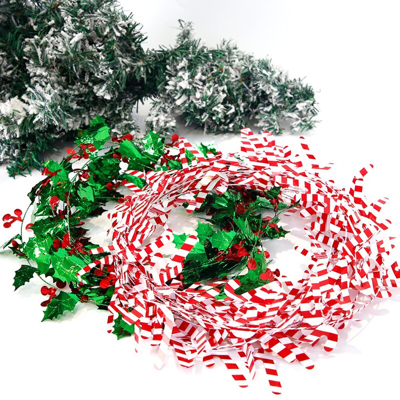 クリスマス装飾花輪雪花杖色条針金クリスマスツリー配置シミュレーションベリー緑葉引き花針金|undefined