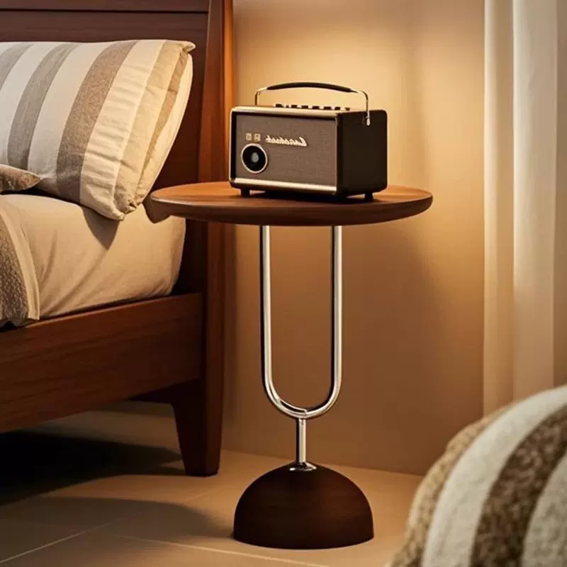 中复古风实木不锈钢茶几小沙发边卧室床头柜创意边几可移动置物架