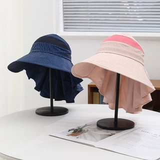 2025新款遮阳帽女夏季户外骑车太阳帽硬帽檐风吹不翻空顶防晒帽子