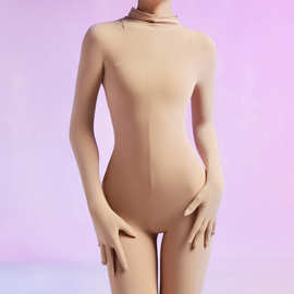 120D天鹅绒连体衣大码五指全包连裤袜男女款性感无痕紧身连体丝袜