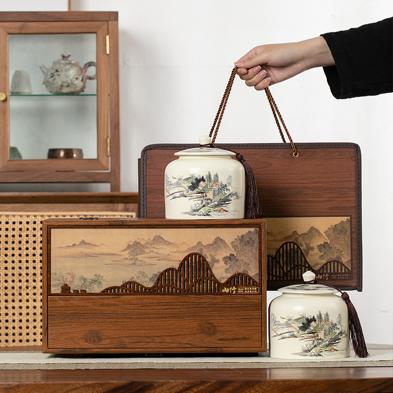 高檔陶瓷茶葉罐包裝盒空盒復古中號半斤普洱紅茶通用茶葉包裝禮盒