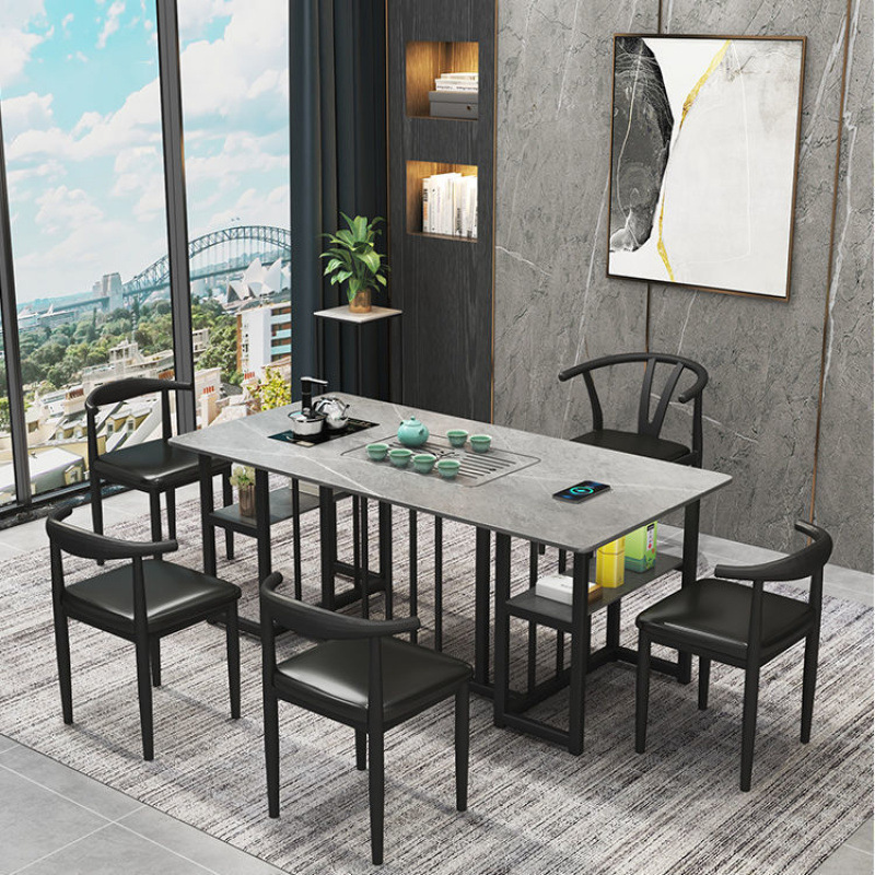 mesa de té de tabla de roca mesa de té de sala de estar casa mesa de té rectangular mesa de té de oficina nueva mesa de té simple china