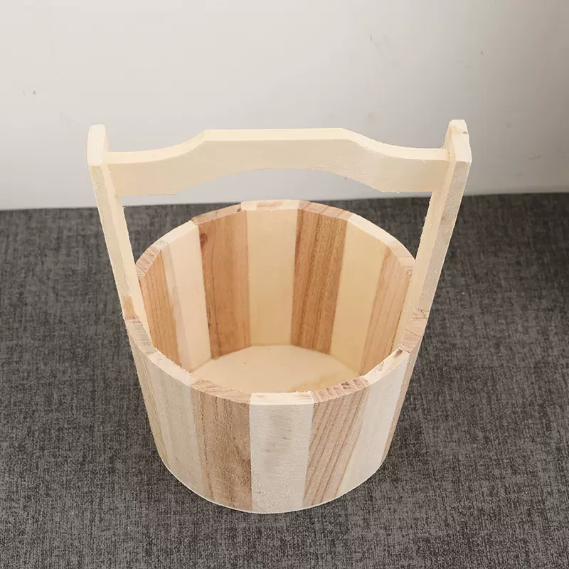 可手提小木桶香薰石收纳桶 复古圆形香料桶 家用手提敞口木桶