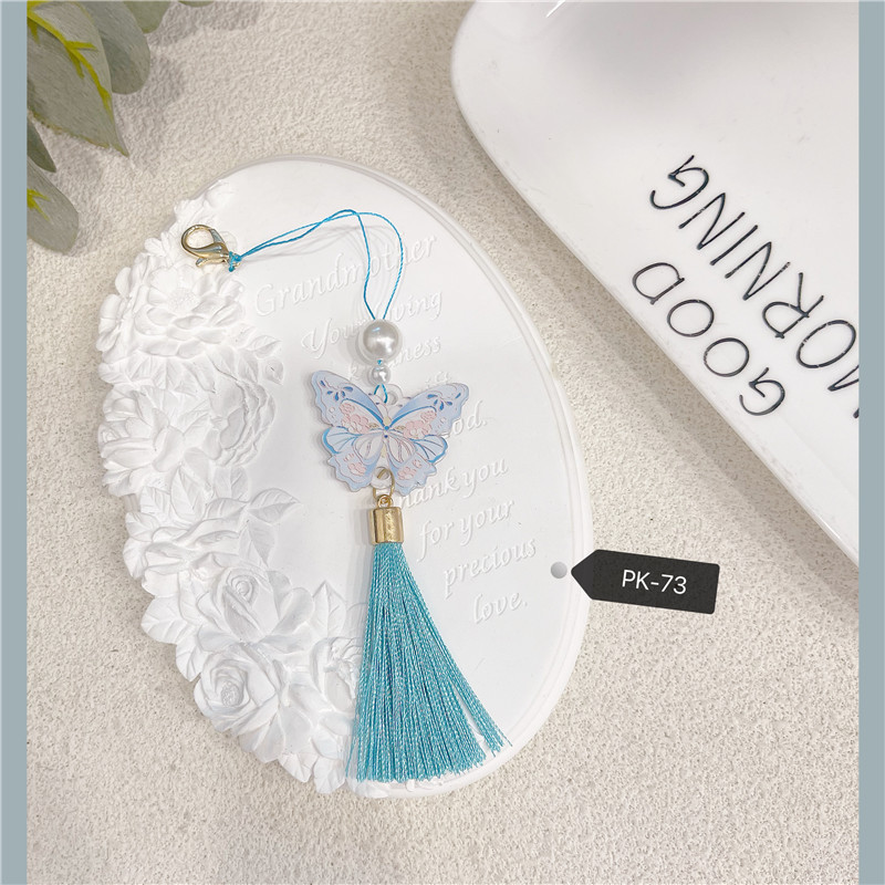 Blue Butterfly Kite Pearl Pendant Hanging Decoration Accessory Hanfu Cheongsam Brooch Children's Clothing Accessory Button