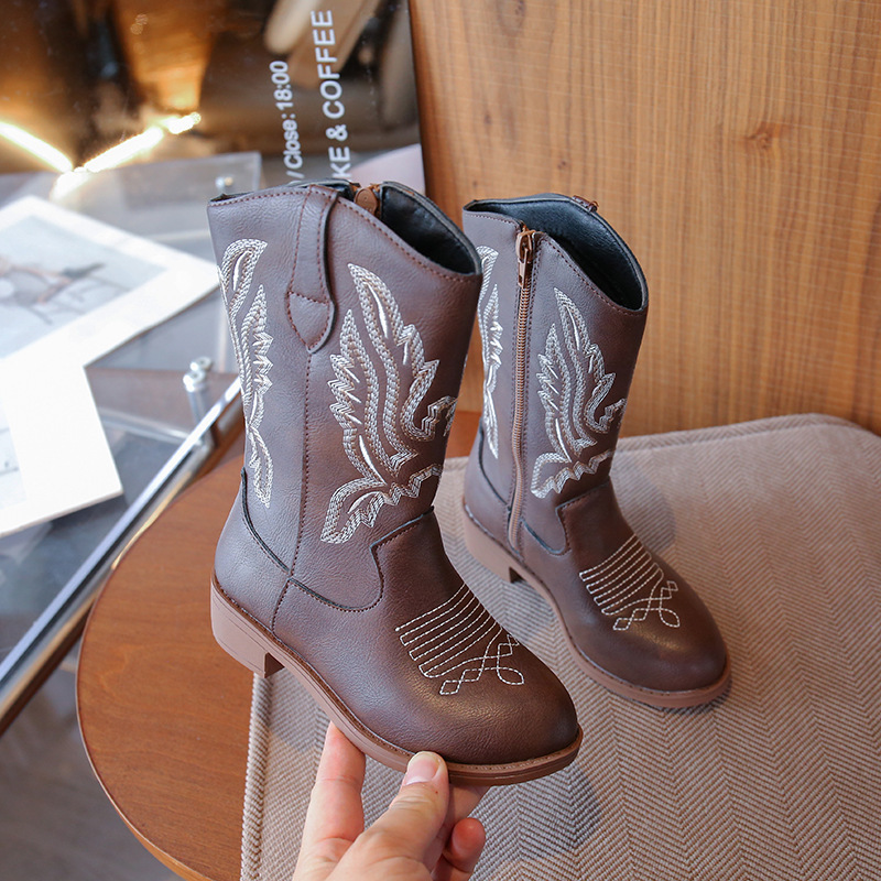 Girls' Princess Boots 2026 Autumn/Winter New Style Little Girls' Fleece-Lined Warm Long Boots Children's Embroidered Western Boots Girls' Princess Boots 2026 Autumn/Winter New Style Little Girls' Fleece-Lined Warm Long Boots Children's Embroidered Western Boots