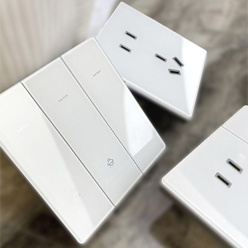 International electrician wall switch socket panel ultra-thin tempered glass white concealed five-hole computer socket crystal