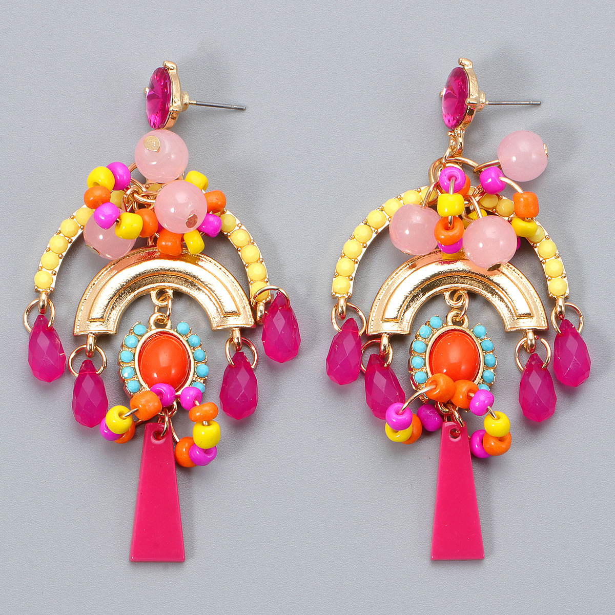 Bohemian Style Diamond Retro Earrings display picture 6