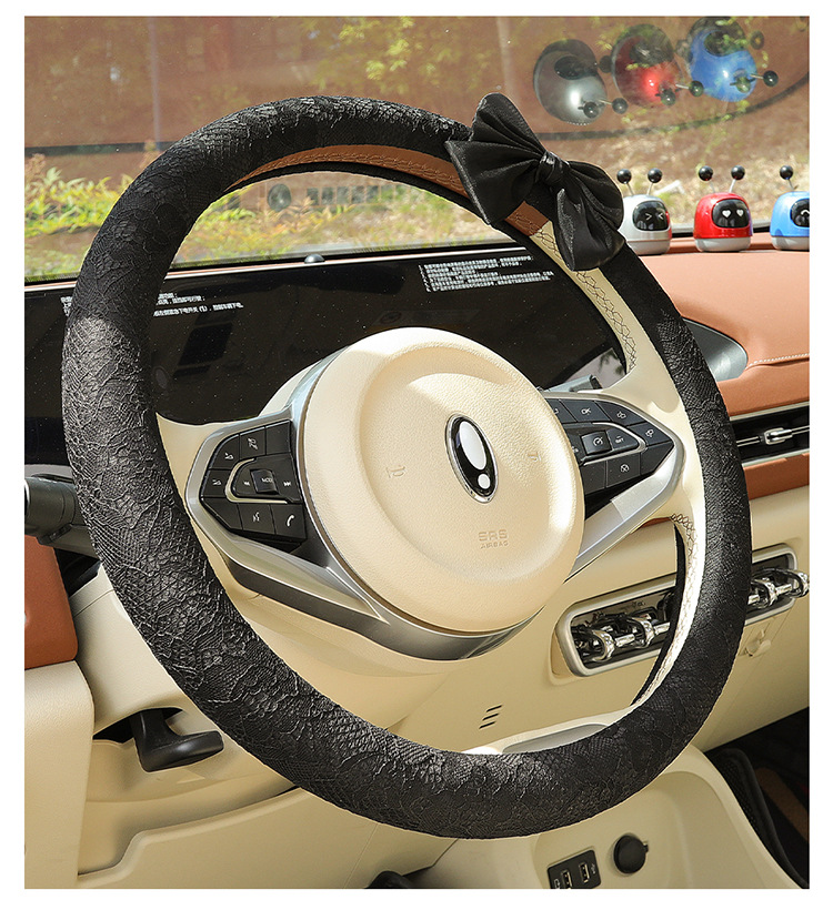 New Car Steering Wheel Cover for All Seasons and Summer, Non-Slip, Universal Fashionable Lace Female Cute Handlebar Cover, Cross-Border Supply
