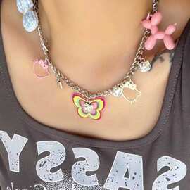 多巴胺锁骨链夏日辣妹y2k项链糖果蝴蝶kittychoker