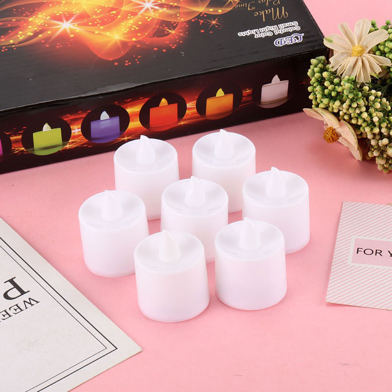 Batería LED colorida simulación romántica pequeña lámpara de vela electrónica luz de atmósfera de cumpleaños en línea rojo amor vela cena roja