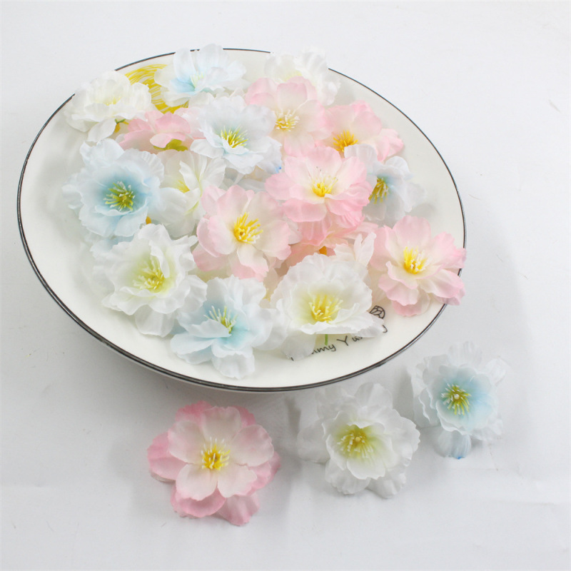 新しい模擬桜の花頭 diy カチューシャ素材ヘアアクセサリー手作り花輪アクセサリー結婚式の装飾桃の花卸売|undefined