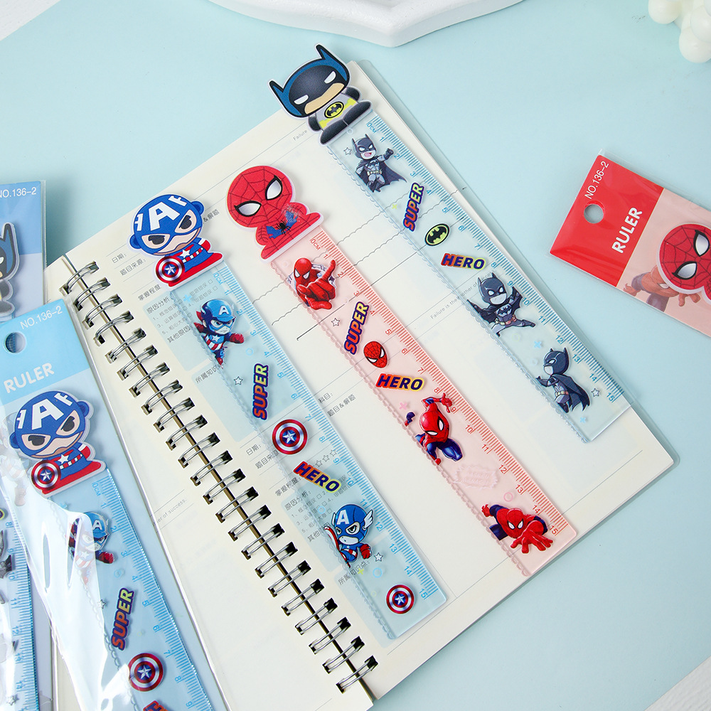 Nuevo superhumano transparente 15cm regla recta para estudiantes de primaria hermosa regla de dibujo animado regla de alta calidad de medición regla de papelería