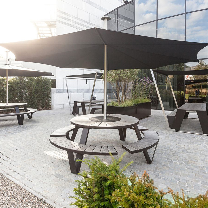 Hotel público al aire libre jardín Muebles de aleación de aluminio Silla de comedor Patio al aire libre de una sola pieza de mesa y silla combinación de cafetería titular de la tarjeta image 3
