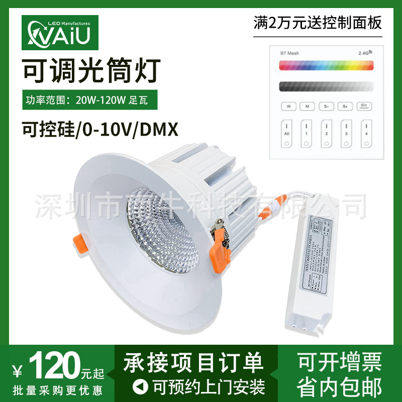 RGBW全彩LEDCOB筒灯/射灯DMX512调光天花筒灯50W60W80W100W120W