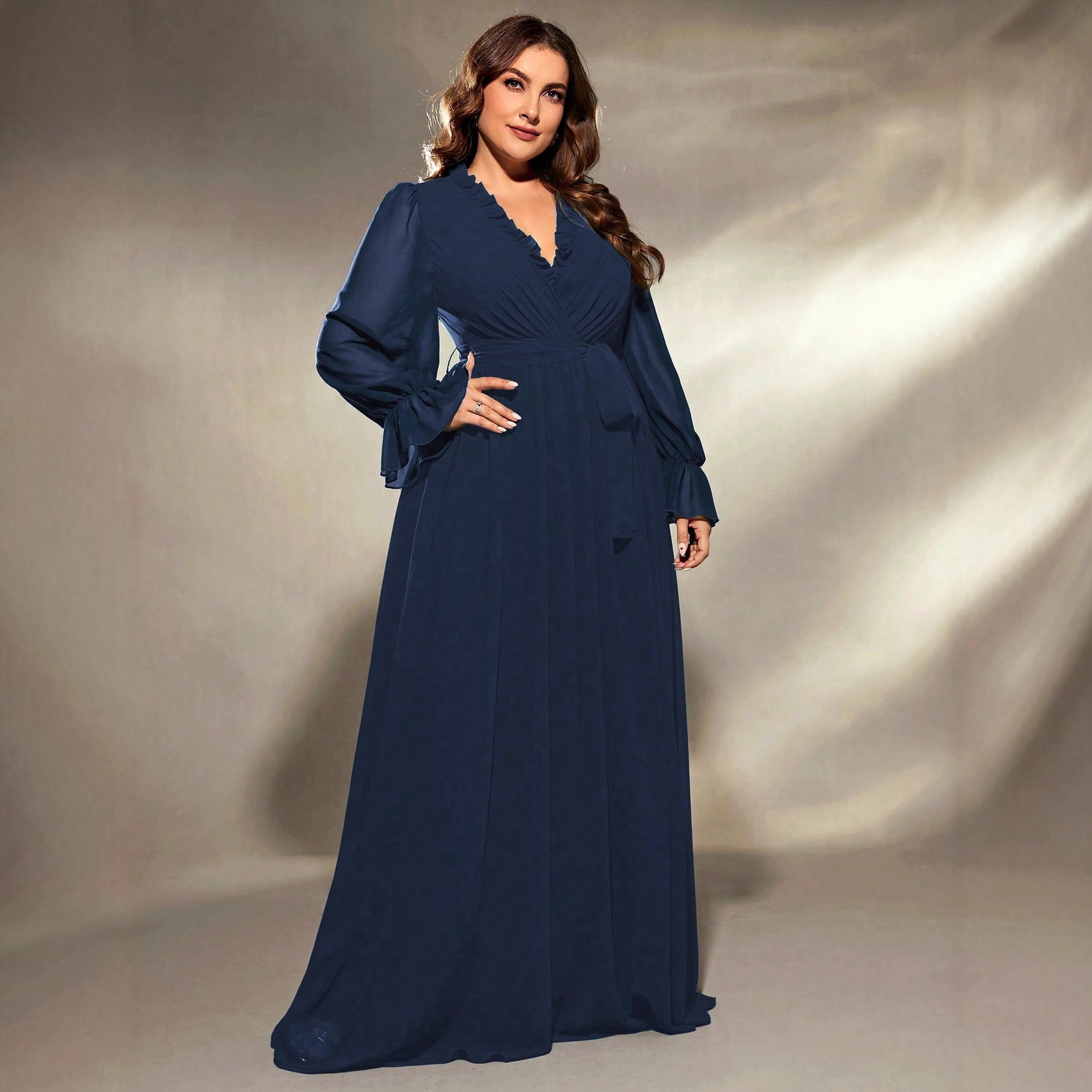 Otoño nuevo vestido de chiffon de mujer larga arena de vacaciones de playa super flauta delgada vestido largo al por mayor