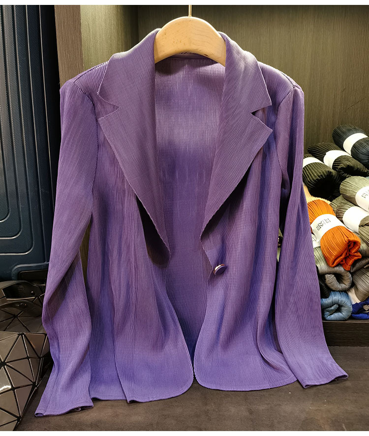 Áo blazer nữ một nút xếp ly tay dài cao cấp mùa xuân hè — Màu tím, Màu đỏ hoa hồng, Màu hồng, Màu xanh lá chi tiết 22