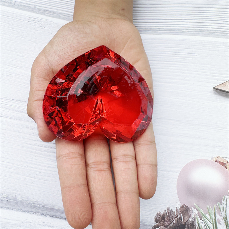Acrylic Crystal Transparent Large Heart-Shaped Non-Porous Peach Heart Gem Toy Reward Children's Gift Treasure Digging Game