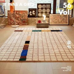 北欧の中古の格子はカシミヤのじゅうたんの環境保護の綿の麻の底の滑り止めのベッドのサイドのじゅうたんをまねて汚れに耐えてソファーのじゅうたんを手入れしやすいです。