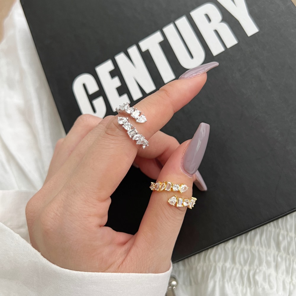 6g Weight Zircon Inlay Material Rings Classification 5, 9, Adjustable Ring Size 1 Piece Quantity Holiday, Daily Occasion 925 Sterling Silver Material Geometric Pattern Women's Gender Plating, Inlay Design Basic, Modern Style, Classic Style Style 925 Sterling Silver Zircon Geometric Rings 40