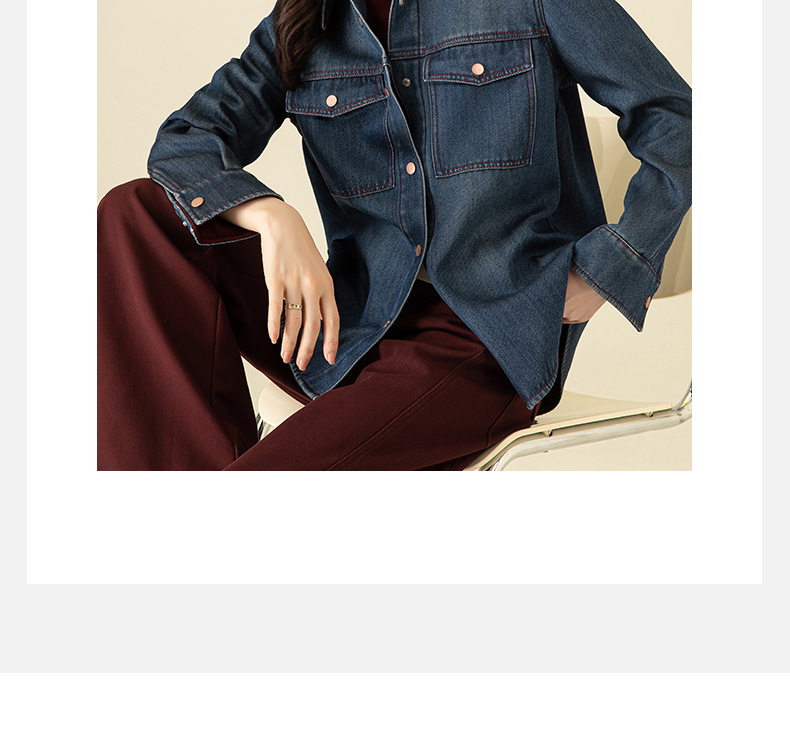 Áo sơ mi denim nữ phong cách retro Hàn Quốc lót lông cừu dày dặn, dáng rộng mặc nhiều lớp mùa đông — Màu xanh lam chi tiết 7