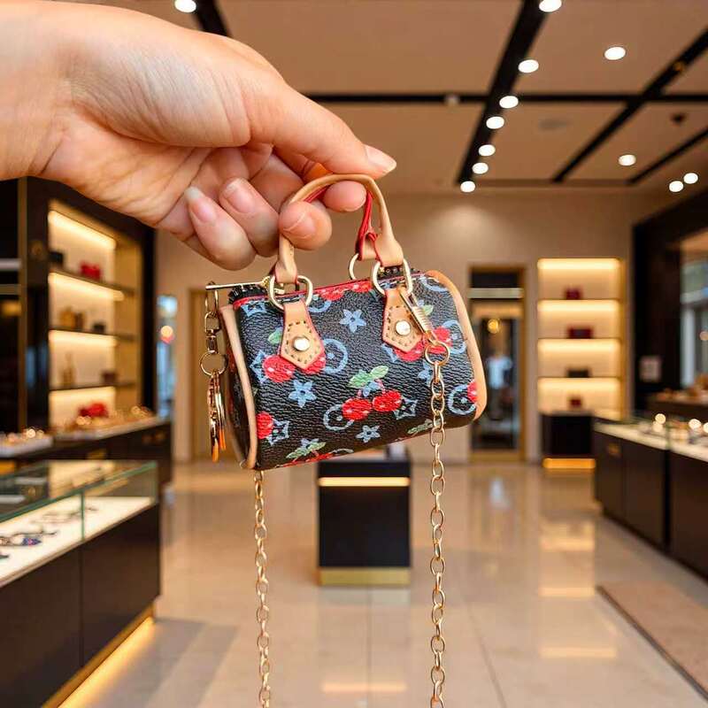 Niche Design Mini Luxury Le Cherry Monogram Crossbody Coin Purse Fashion Versatile Keychain Pendant Small Bag