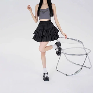 蛋糕裙高腰显瘦小个子半身裙女春荷叶边裙A字短裙百搭裙子春夏季