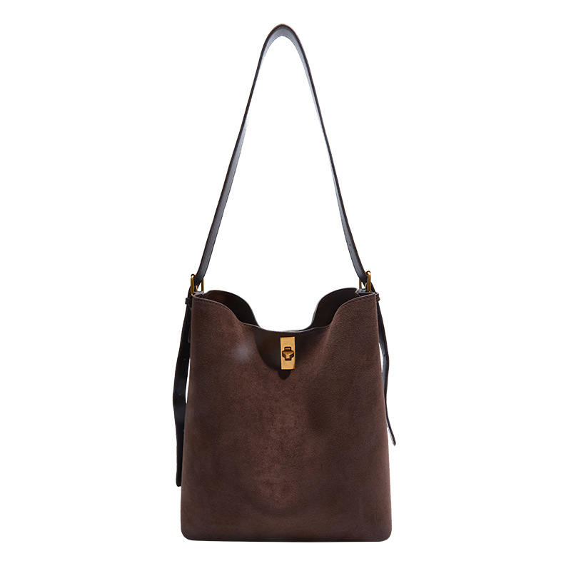Autumn/Winter Bucket Bag Retro Suede Large Capacity Tote Bag For Women 2026 New Arrival Versatile Shoulder Crossbody Bag Set - Thumbnail 6