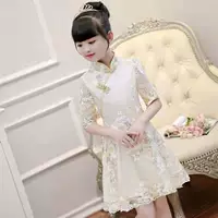 Платье Cheongsam для девочек, летнее детское французское высококачественное платье Cheongsam в китайском стиле, новый древний костюм для девочек, древний костюм Hanfu