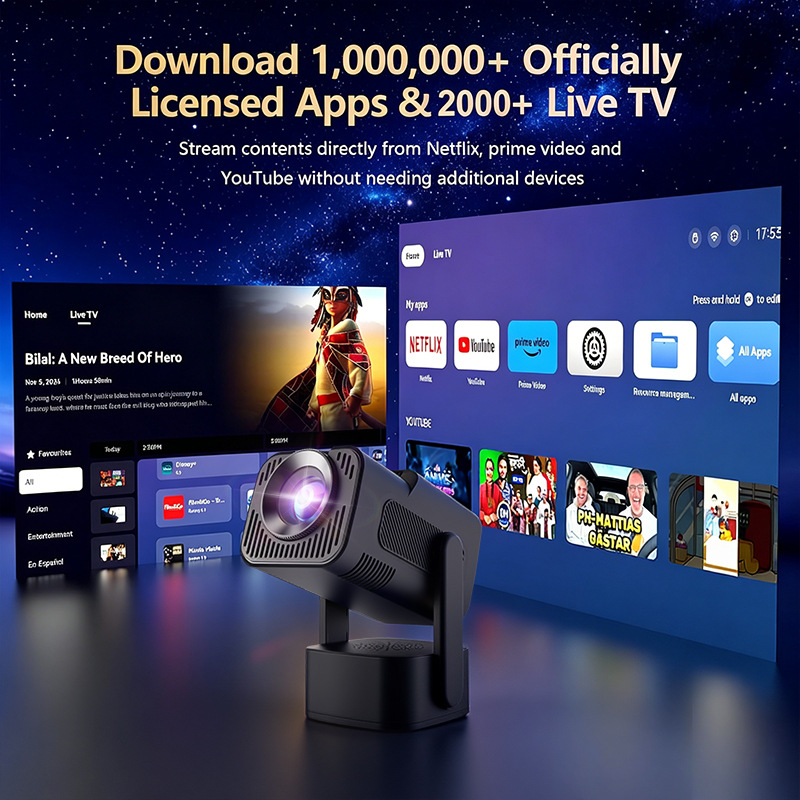 New Hot-Selling S320 PLUS Projector with Wireless Screen Mirroring Portable HD Projector for Home and Large Displays