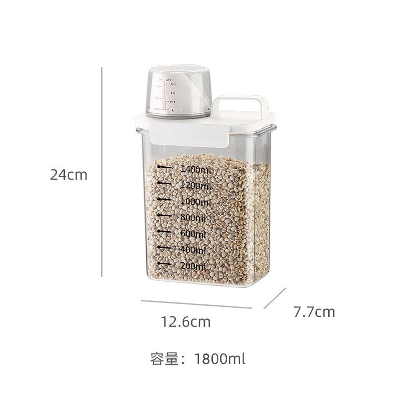 Grain jar with scale-white lid 1800ml / Kraft paper box packaging