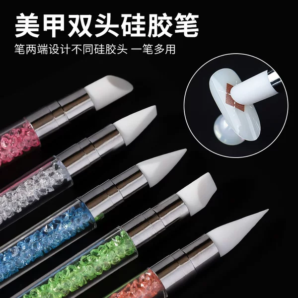 Double-headed single silicone nail pen construction painted press pen sticky drill sticker white crayon with drill nail tool pen