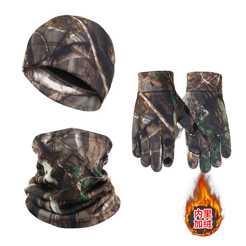 invierno gorra de camuflaje guantes de ciclismo guantes tácticos de caza al aire libre