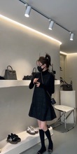 韩版爆款套装女2024年春秋新款时尚黑色打底衫宽松马甲裙两件套潮