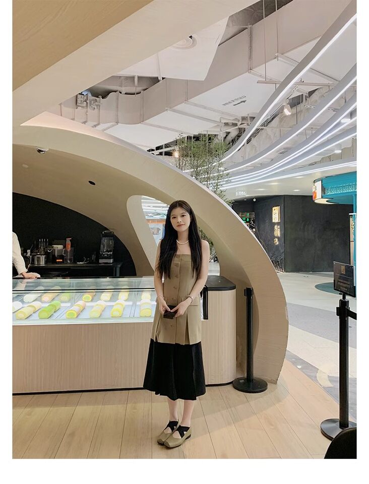 Giày búp bê nữ mũi vuông da cừu phối quai chéo, đế bệt gót thô 5 cm — Da đen (gót dày), Da đen (đáy phẳng), Màu trà sữa (gót dày), Màu trà sữa (đáy phẳng) chi tiết 139