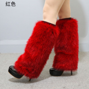 Imitation Fox Plush Socks Sleeve Women's Long and Short Leg Suits Autumn and Winter Stage Performance Warm Fur Color Boots