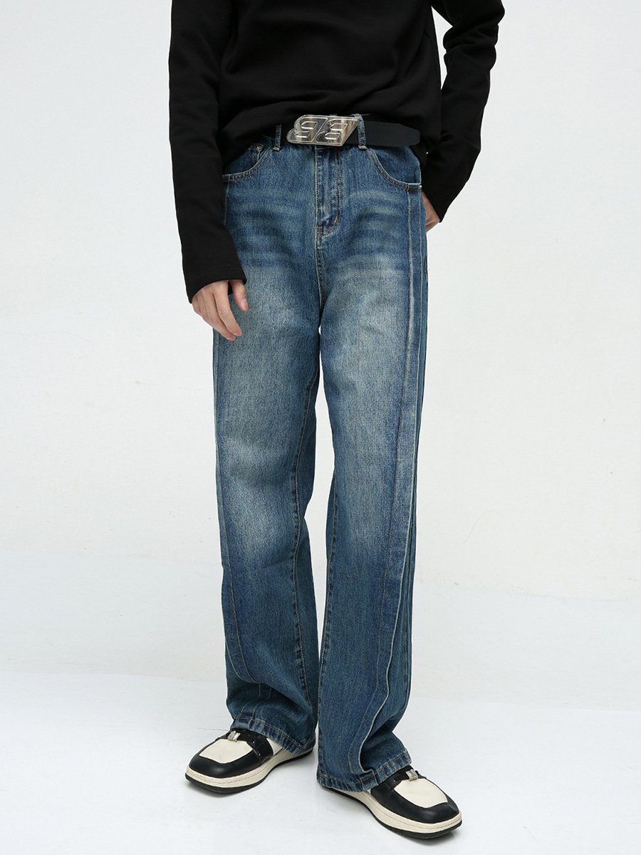Mtlclothes ropa de Hombre | 2023 otoño nueva American High Street alta sentido costura nicho diseño jeans